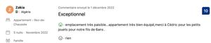 Exceptionnel. Emplacement très paisible... appartement très bien équipé, merci à Cédric pour les petits jouets pour notre fils de 6 ans.
