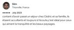 Ravi du séjour chez Cédric et sa famille, accueillants et à l'écoute. Idéal pour la tranquillité et les paysages.