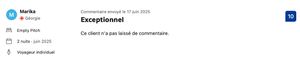 Exceptionnel. Ce client n'a pas laissé de commentaire.